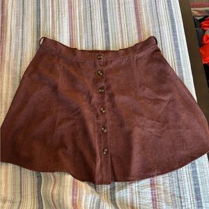 SHEIN Chocolate Button-Front A-Line Skirt